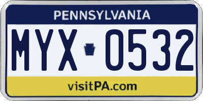 PA license plate MYX0532
