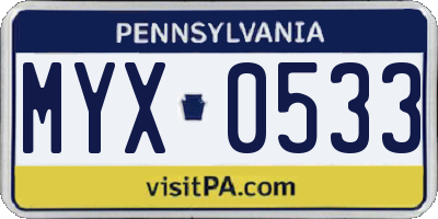 PA license plate MYX0533
