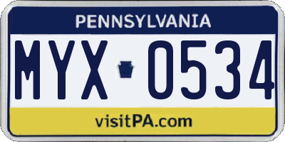 PA license plate MYX0534