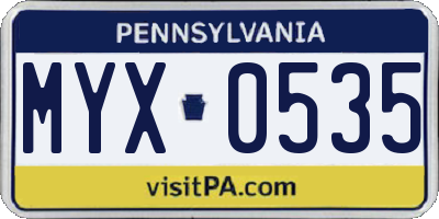 PA license plate MYX0535