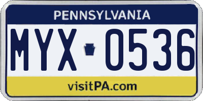 PA license plate MYX0536