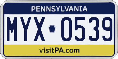 PA license plate MYX0539