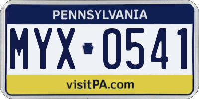 PA license plate MYX0541