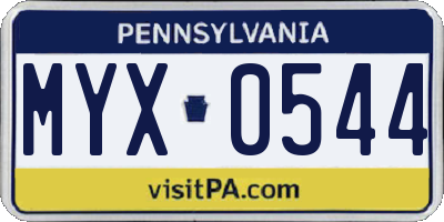 PA license plate MYX0544
