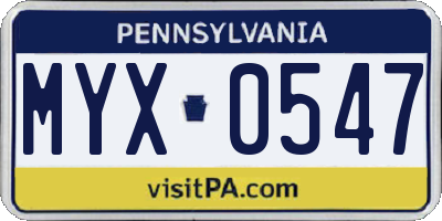 PA license plate MYX0547