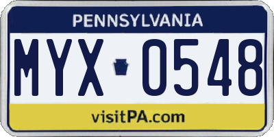 PA license plate MYX0548