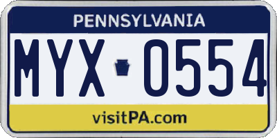 PA license plate MYX0554