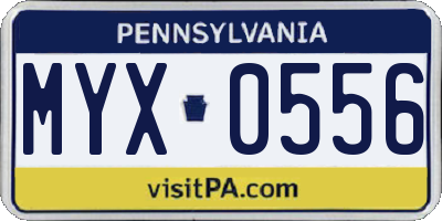 PA license plate MYX0556