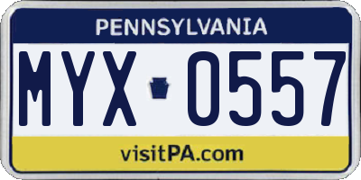 PA license plate MYX0557