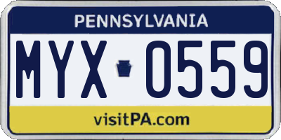 PA license plate MYX0559