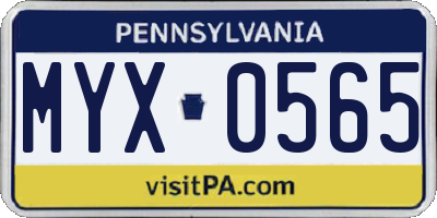 PA license plate MYX0565