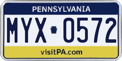 PA license plate MYX0572