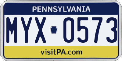 PA license plate MYX0573