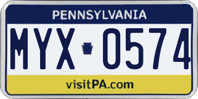 PA license plate MYX0574