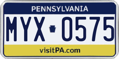 PA license plate MYX0575