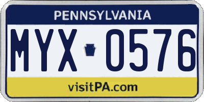 PA license plate MYX0576