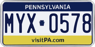 PA license plate MYX0578