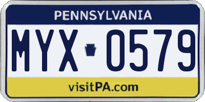 PA license plate MYX0579