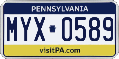 PA license plate MYX0589