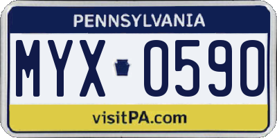 PA license plate MYX0590
