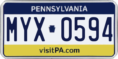 PA license plate MYX0594