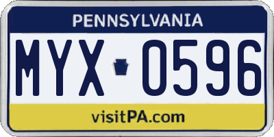PA license plate MYX0596