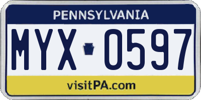 PA license plate MYX0597
