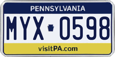 PA license plate MYX0598