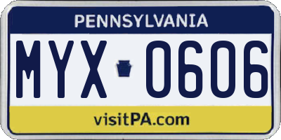 PA license plate MYX0606