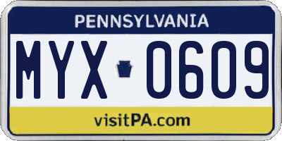PA license plate MYX0609