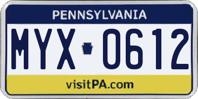PA license plate MYX0612