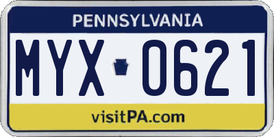 PA license plate MYX0621