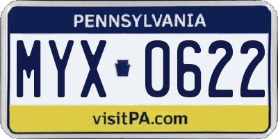 PA license plate MYX0622
