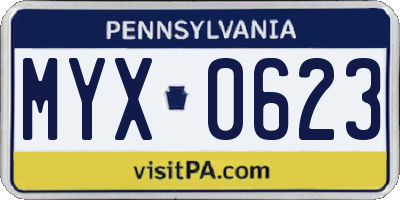 PA license plate MYX0623