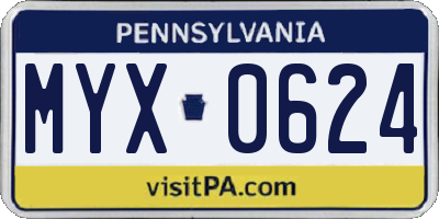 PA license plate MYX0624