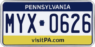 PA license plate MYX0626
