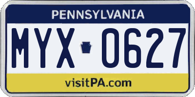 PA license plate MYX0627