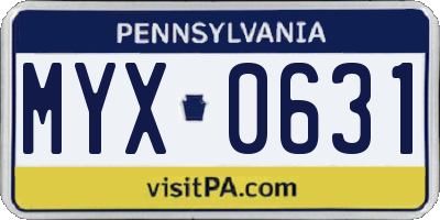 PA license plate MYX0631