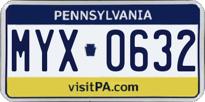 PA license plate MYX0632