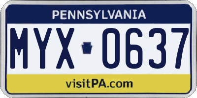 PA license plate MYX0637