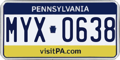PA license plate MYX0638