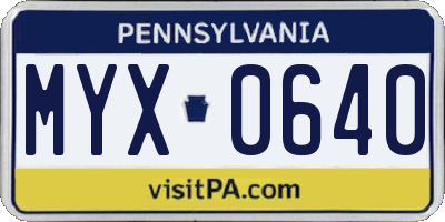 PA license plate MYX0640
