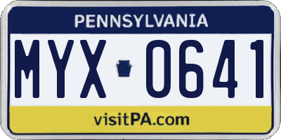 PA license plate MYX0641