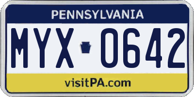 PA license plate MYX0642