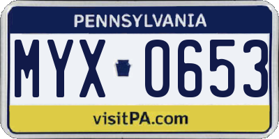 PA license plate MYX0653