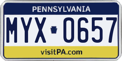 PA license plate MYX0657
