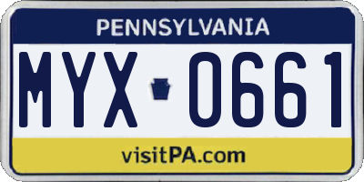 PA license plate MYX0661