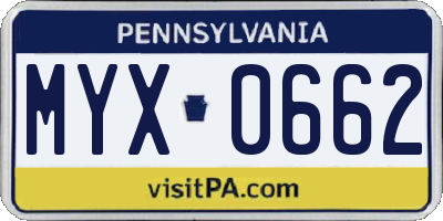 PA license plate MYX0662
