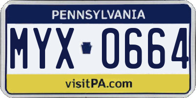 PA license plate MYX0664