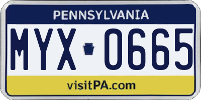 PA license plate MYX0665
